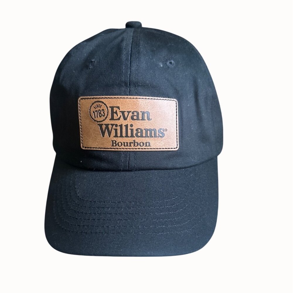 Evan Williams Bourbon Leather logo patch Gearmill Black Hat‎ With Leather Strap